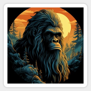 Vintage Retro Sunset Bigfoot Magnet